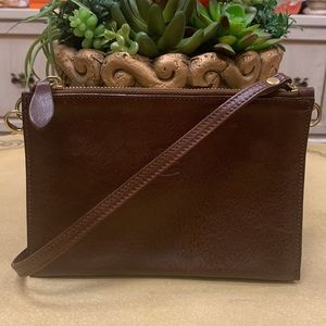 NWOT Il Bisonte Giulia Brown leather clutch/Crossbody Bag